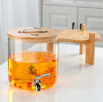 Glass Water Dispenser with Natural Wooden Stand